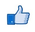 Facebook thumbs up sign. Facebook is a well-known social networking service. Kharkiv, Ukraine - May 26, 2020