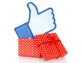 Facebook thumbs up sign into present box