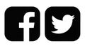 Facebook and Twitter black icons