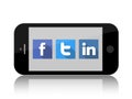 Facebook, Twitter and Linkedin Royalty Free Stock Photo