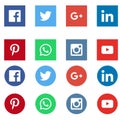 Facebook twitter whatsapp youtube instagram icons Royalty Free Stock Photo