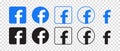 Facebook vector logo icon set. Vector illustration Royalty Free Stock Photo