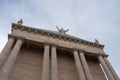 The facede of Cathedral of Christ the King in Katowice, Silesia, Poland. Classicist modernism from XX century. Huge columns and .