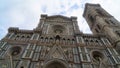 The close view of teh facede of the Duomo di Santa Maria del Fiore in the city of Florence Italy Royalty Free Stock Photo