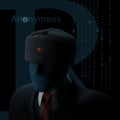 Faceless anonymous russian computer hacker in darkness