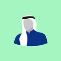 faceless arab man on green background flat vector illustration