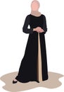 Faceless arabic muslim woman in stylish abaya and hijab from saudi arabia or united arab emirates vector illustration