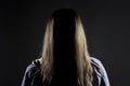 Faceless blonde in shadow and fear Royalty Free Stock Photo