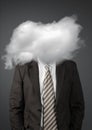 Incognito concept, faceless businessman with head in clouds Royalty Free Stock Photo