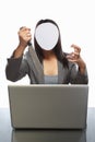 Faceless businessman and laptop Royalty Free Stock Photo