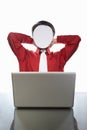 Faceless businessman and laptop Royalty Free Stock Photo