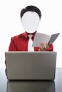 Faceless businessman and laptop Royalty Free Stock Photo