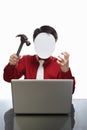 Faceless businessman and laptop Royalty Free Stock Photo