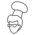 Faceless chef head in black and white