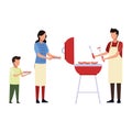 Faceless family cooking barbecue food Royalty Free Stock Photo