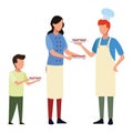 Faceless family cooking barbecue food Royalty Free Stock Photo