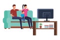 Faceless family sofa together