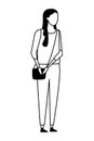 Faceless girl purse in black and white Royalty Free Stock Photo