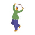 Faceless Gujarati Man Dancing With Dandiya Sticks On White