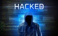 Faceless hacker on code background Royalty Free Stock Photo