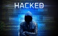 Faceless hacker on code background Royalty Free Stock Photo