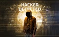 Faceless hacker at work, security concept Royalty Free Stock Photo
