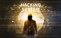 Faceless hacker at work, security concept Royalty Free Stock Photo