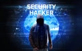 Faceless hacker at work, security concept Royalty Free Stock Photo