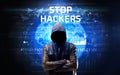 Faceless hacker at work, security concept Royalty Free Stock Photo