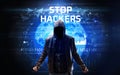 Faceless hacker at work, security concept Royalty Free Stock Photo