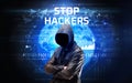 Faceless hacker at work, security concept Royalty Free Stock Photo