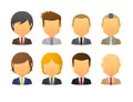 Faceless male avatars wearing suit with various hair styles