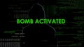 Faceless male hacker remotely activating bomb by pressing button, terrorism