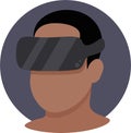 A faceless man with isometric virtual reality headset. Vector flat design illustration. Model wearing VR glasess icon for web site