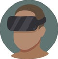 A faceless man with isometric virtual reality headset. Vector flat design illustration. Model wearing VR glasess icon for web site