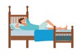 Faceless man resting bed