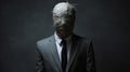 Faceless Man In Suit: Erased And Obscured Dark Gray Synthetism-inspired Political Minimalism