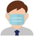 Faceless man upper body wearing a mask vector icon / Coronavirus / covid-19 influenza, hay fever etc. prevention