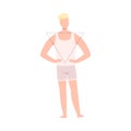 Faceless Man in White Tank Top and Underpants, Male Body Inverted Triangle Shape Flat Style Vector Illustration Royalty Free Stock Photo