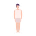 Faceless Man in White Tank Top and Underpants, Male Body Rectangle Shape Flat Style Vector Illustration Royalty Free Stock Photo