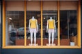 faceless mannequins in an old shop window Royalty Free Stock Photo