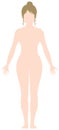 Faceless naked woman /nude body , silhouette , outline shape vector illustration /Caucasian american,european etc.