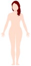 Faceless naked woman /nude body , silhouette , outline shape vector illustration /Caucasian american,european etc.