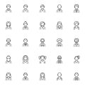 Faceless people avatars line icons set Royalty Free Stock Photo