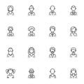 Faceless people avatars line icons set Royalty Free Stock Photo