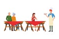 Faceless people barbecue table