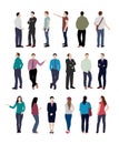 Faceless standing people vector illustration set