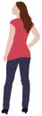 Faceless standing woman vector illustration Back view