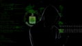 Faceless unrecognizable hooded hacker using smartphone to steal data, cybercrime