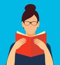 Faceless woman in glasses holding an open book in his hands. Royalty Free Stock Photo